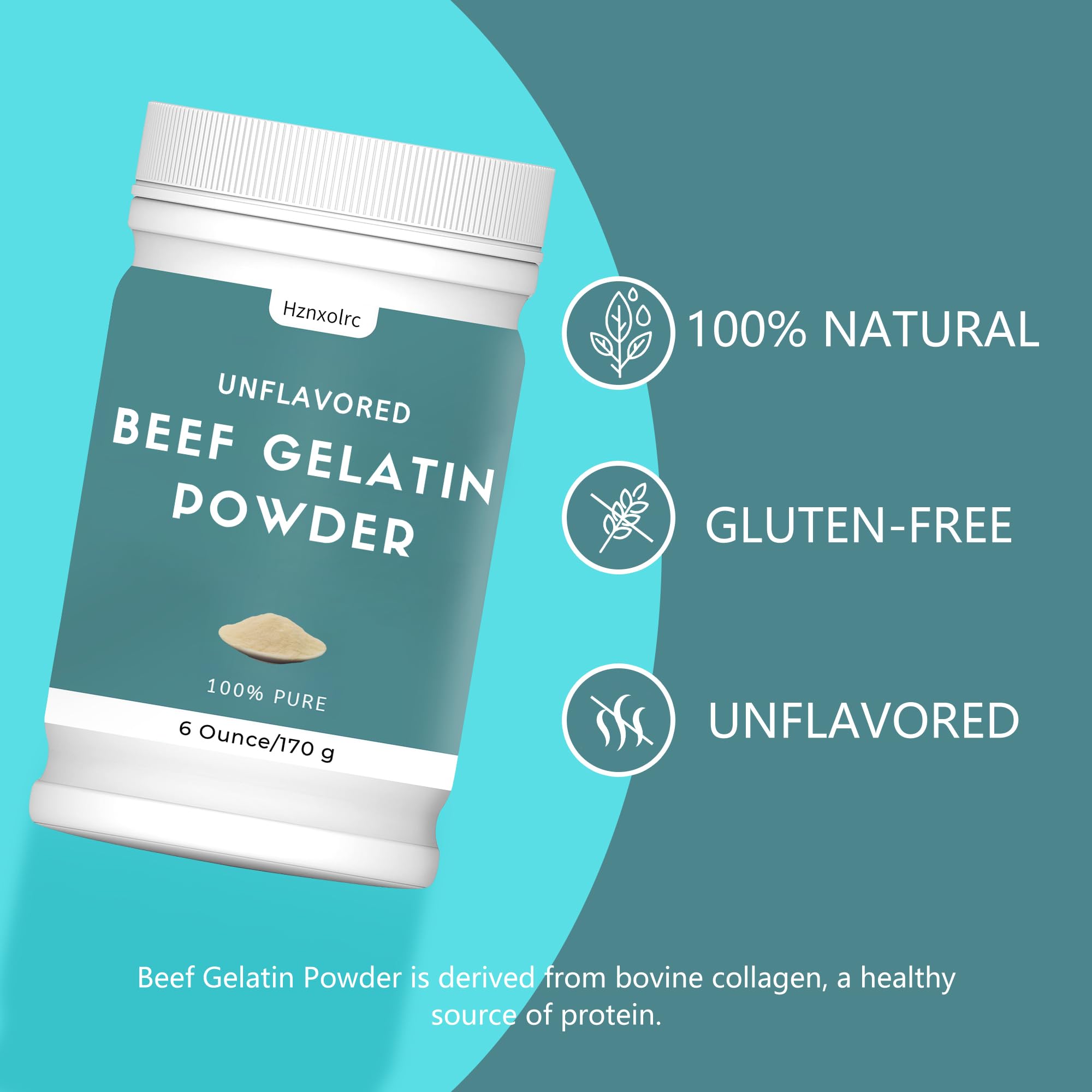 6 oz Beef Gelatin Powder Unflavored Food Grade, Natural Thickener, Rich in Collagen, Used in Jellies, Puddings, Candies, Dairy Products, Jams and Other Foods