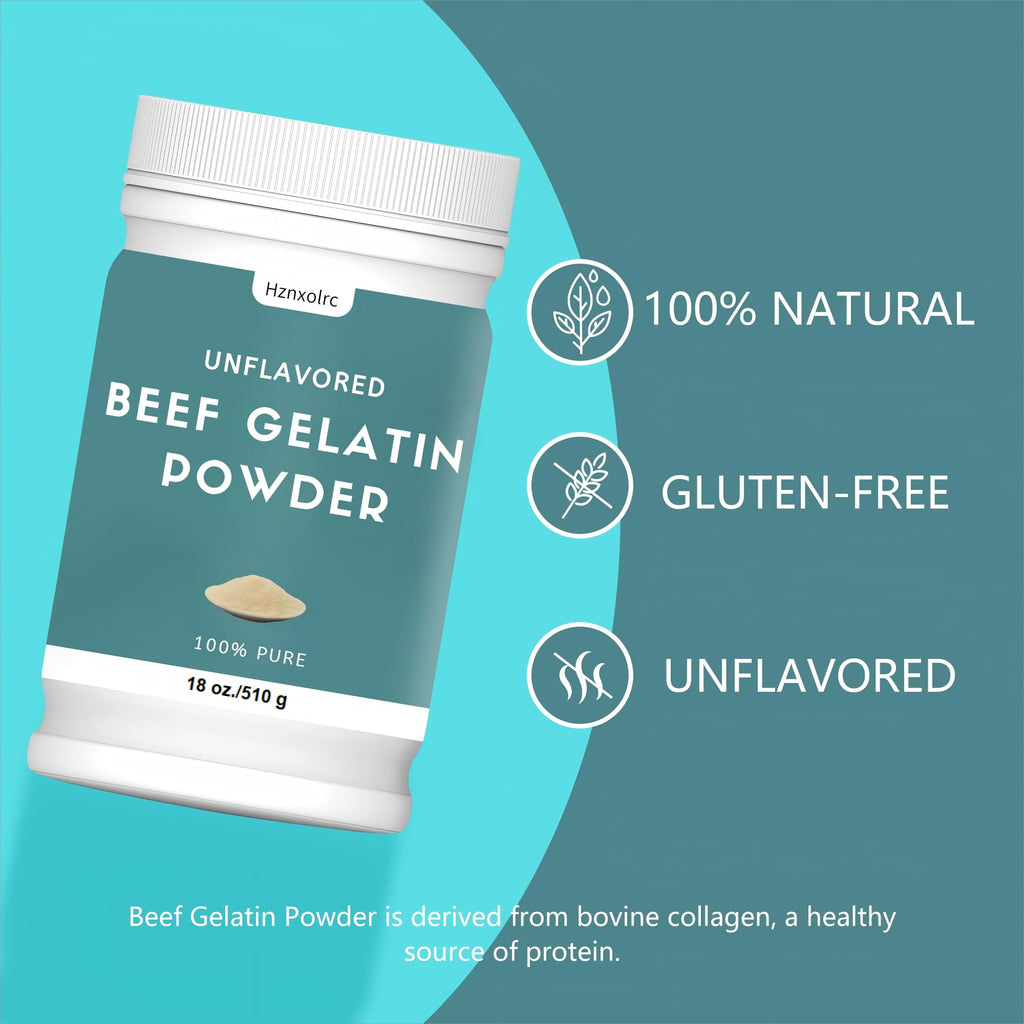6 oz Beef Gelatin Powder Unflavored Food Grade, Natural Thickener, Rich in Collagen, Used in Jellies, Puddings, Candies, Dairy Products, Jams and Other Foods