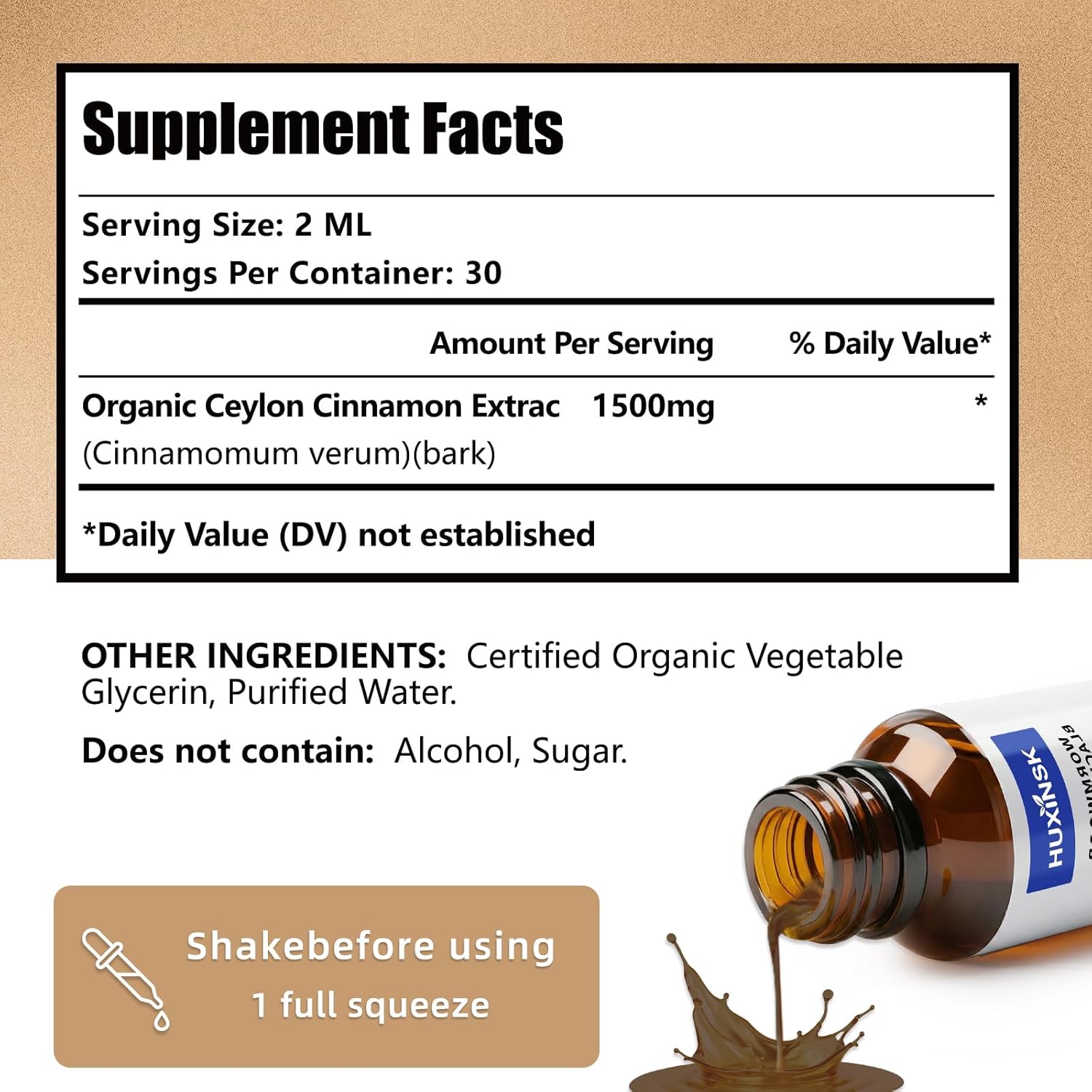 Ceylon Cinnamon Liquid Drops Extract | Pure Cinnamomum Zeylanicum | Supports Healthy Metabolism | Alcohol-Free, 60ml Vegan Tincture