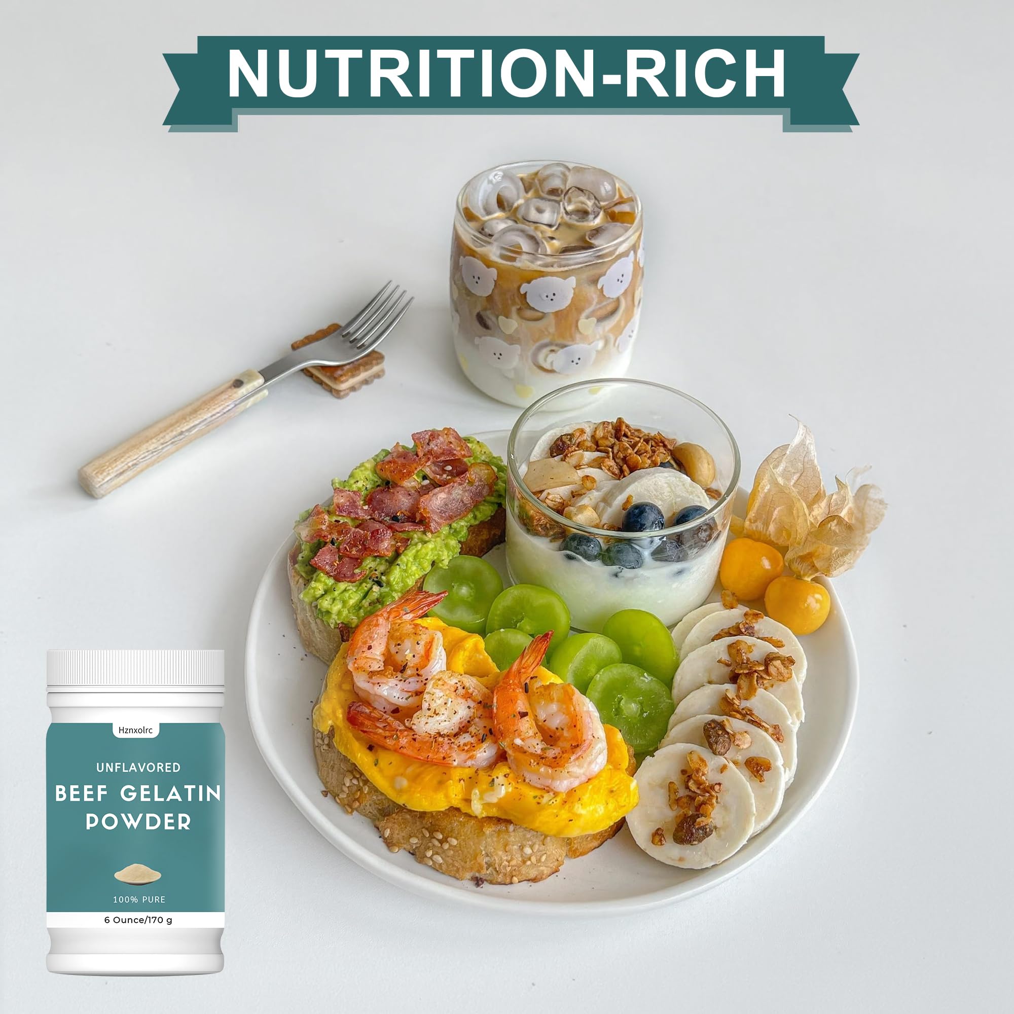6 oz Beef Gelatin Powder Unflavored Food Grade, Natural Thickener, Rich in Collagen, Used in Jellies, Puddings, Candies, Dairy Products, Jams and Other Foods
