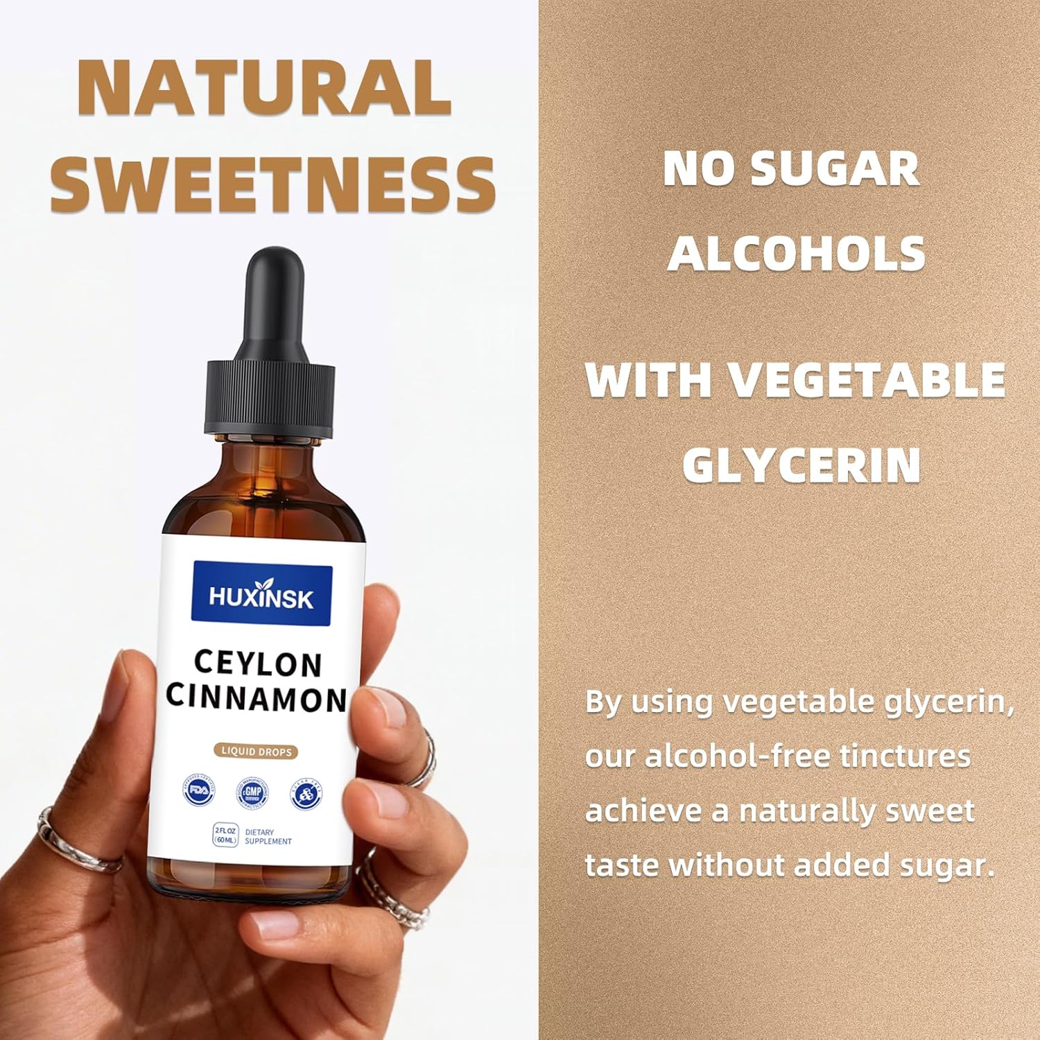 Ceylon Cinnamon Liquid Drops Extract | Pure Cinnamomum Zeylanicum | Supports Healthy Metabolism | Alcohol-Free, 60ml Vegan Tincture
