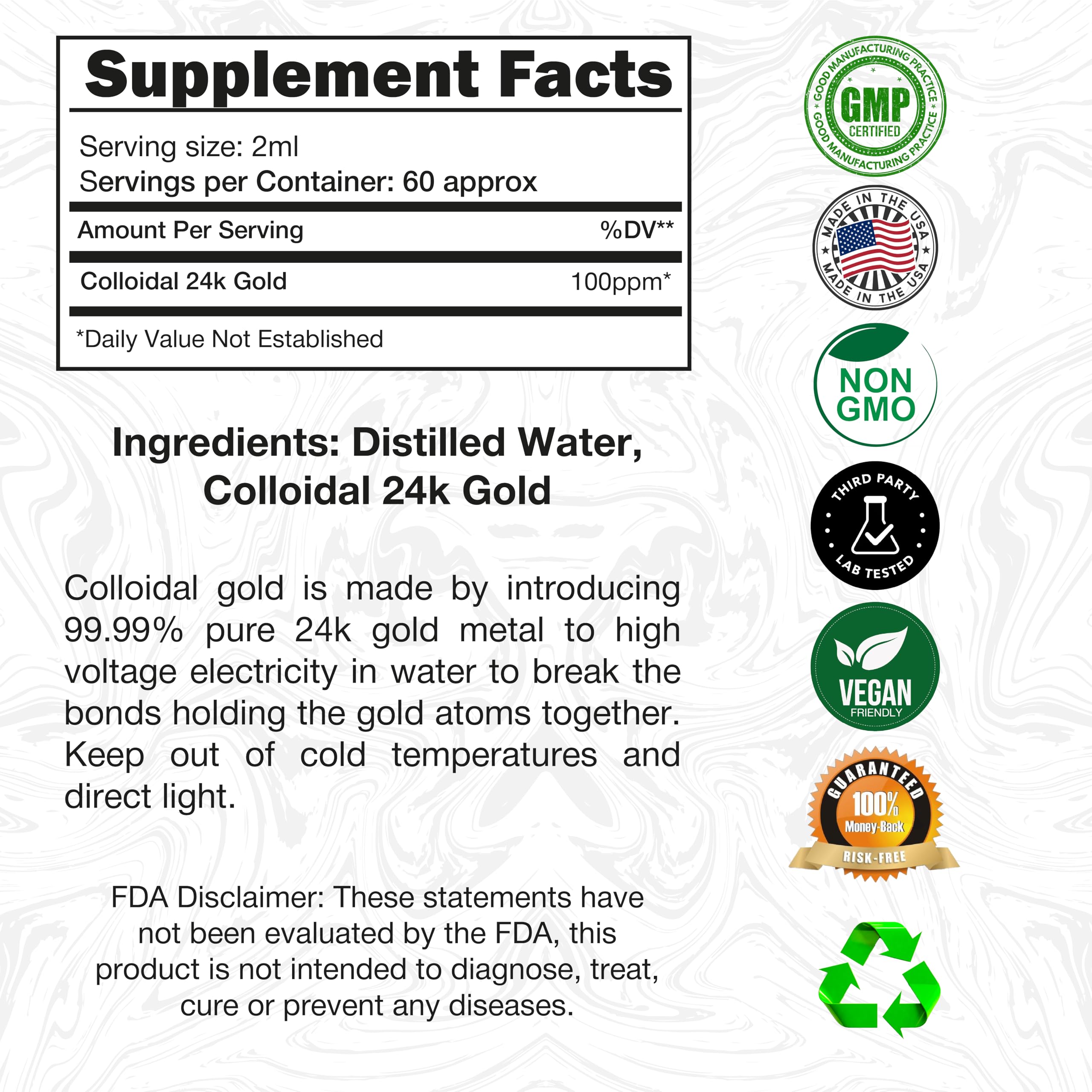 I Am Joy co. Liquid Colloidal Gold 24k 99.99% Pure 100ppm Ruby Red Water Based All Natural Electrolysis 4oz Glass Bottle