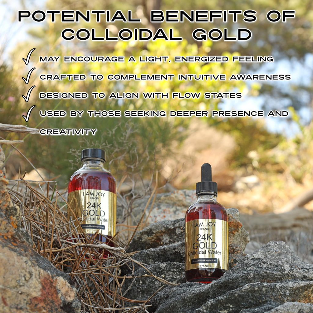 I Am Joy co. Liquid Colloidal Gold 24k 99.99% Pure 100ppm Ruby Red Water Based All Natural Electrolysis 4oz Glass Bottle